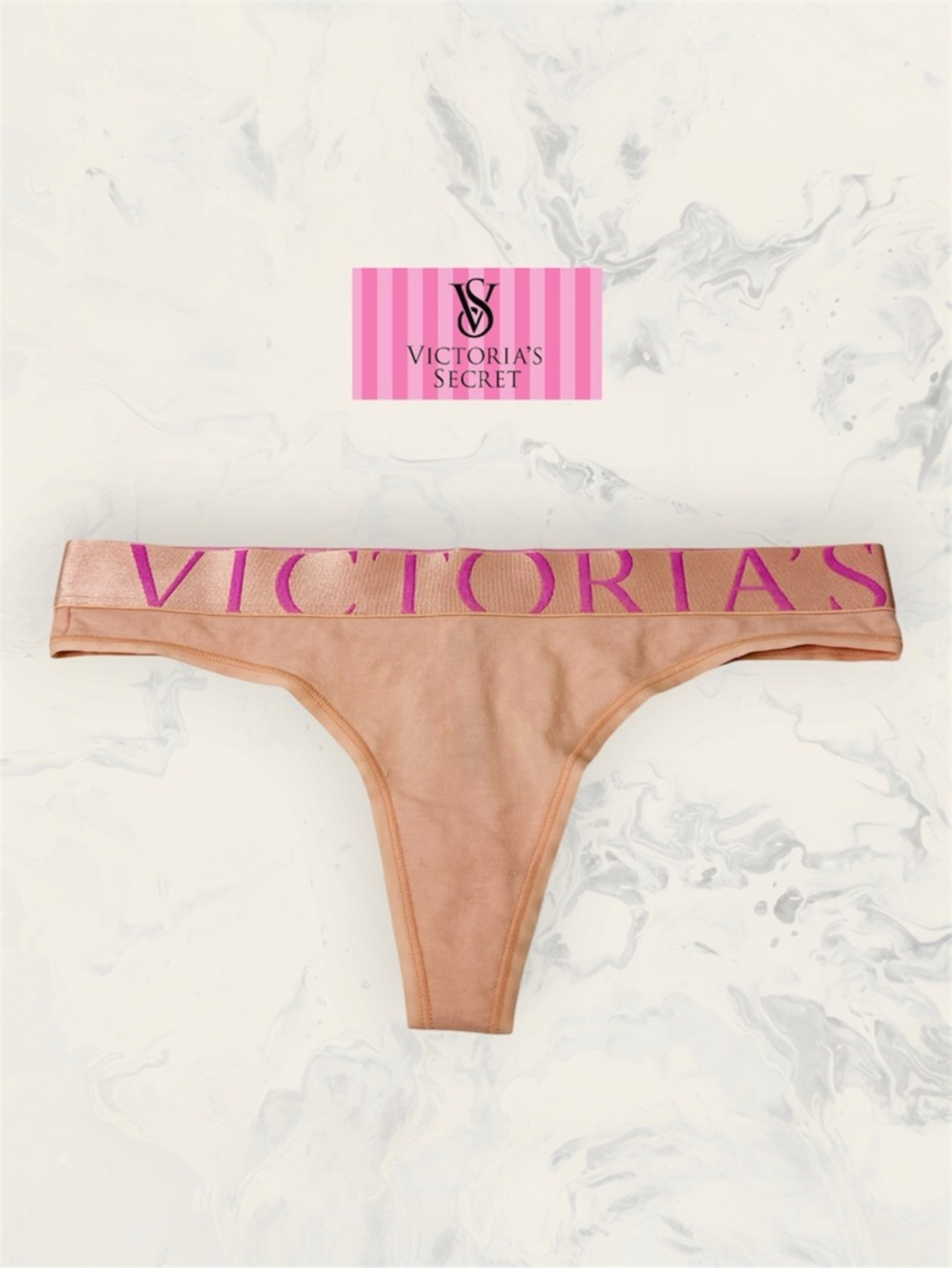 Victoria's Secret Size S Thong with Pink Logo Waistband